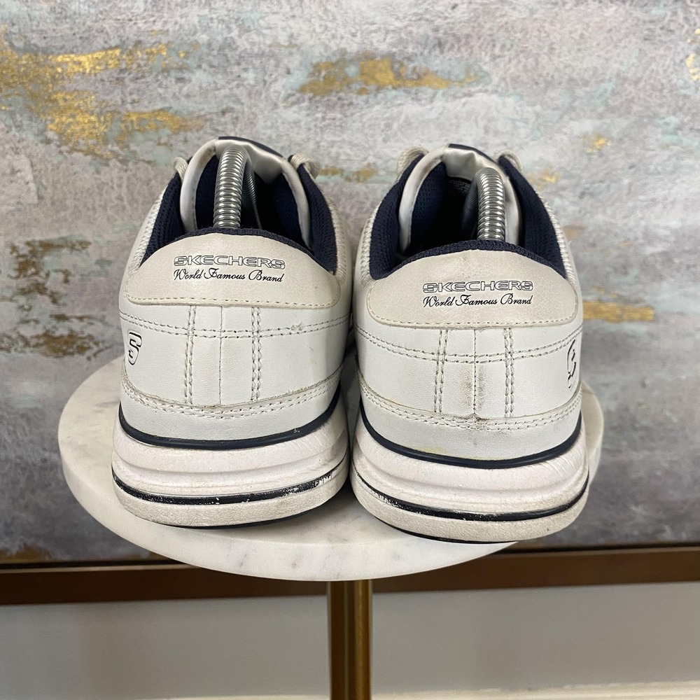 Skechers Shoes Mens Size 9.5 White Leather Lace Up Casual Sneakers SN 51137 - Picture 4 of 11